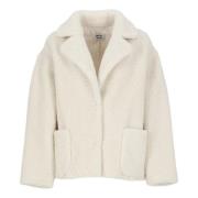 Ivory Faux Fur Peak Lapel Coat