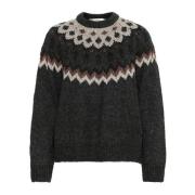 Fair Isle Pullover Sweater Mørkegrå