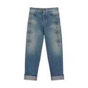 Stilfulde broderede straight leg jeans