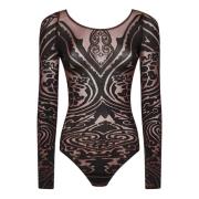 Brun Paisley Tattoo Bodysuit Top