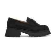 Skinnende loafers med platform