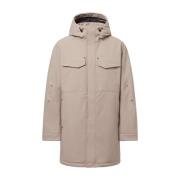 Beige tekstil parka til mænd