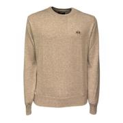 Beige Herre Sweater med Frontlogo