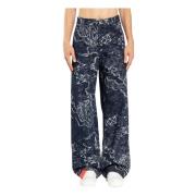 Camouflage Jacquard Straight Leg Jeans