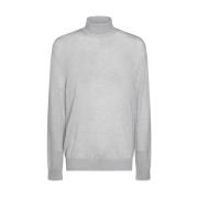 Grå Uldstrik Høj Krave Sweater