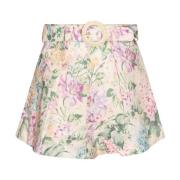 Flared Multifarved Linned Shorts med All-Over Print