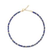 Heishi Blue Lapis Choker with Gold