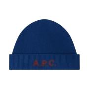 Blå Merinould Beanie Hat