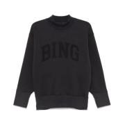 Sort Jersey Sweatshirt med Logo Print