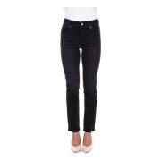 Sort Skinny Stretch Jeans med Rhinestone Detaljer