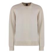 Ribbet crew-neck sweater i bomuldsblanding