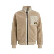 Sherpa Zip Jakke med Nylon Detaljer