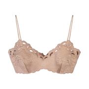 Pink Silke Blomstret Quiltet Bra Top