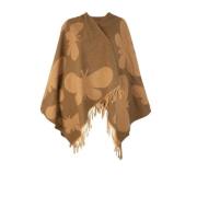 Butterfly Jacquard Uld Poncho Jakke