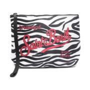 Zebra Print Clutch Taske i Sort