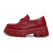 Chunky læder platform loafers - Bordeaux