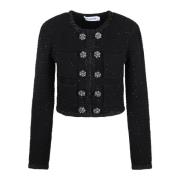 Paillet Crop Tweed Strikjakke