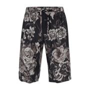 Silke Bermuda Shorts Sort Hvid