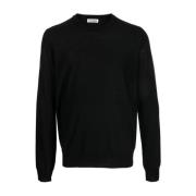 Sort Finstrikket Sweater Crew Neck