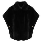 Faux Fur Short Sleeve Black Jacket