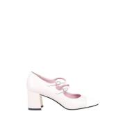 Beige Cherry Pump med Hvid Glans