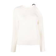 Beige Uld Cashmere Casual Sweater