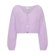 Mohair Cropped Cardigan i Lys Lilla