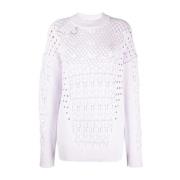 Afslappet Lilla Bomuld Nylon Sweater