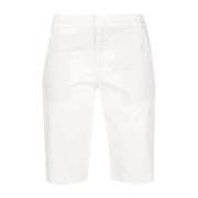 Afslappede Hvide Bomuld Elastan Shorts