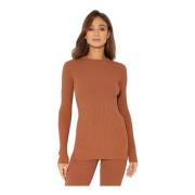 Brun Ribstrikket Sweater Bardia