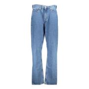 Blå Denim High Rise Straight Jeans