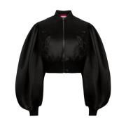 Sort Satin Bomber Jakke