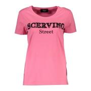 Kortærmet Pink Broderet T-shirt