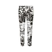 Hvid Skinny Jeans med Graffiti Print