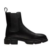 Rounded Toe Leather Chelsea Boots