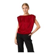 Burgundy Red Wrap Top med V-hals