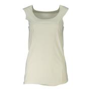 Hvid Tank Top med Brede Skuldre Laser Cut