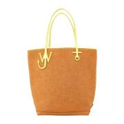 Brun Tall Anchore tote taske med gule accenter