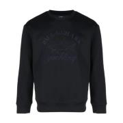 Blå Strikket Sweatshirt Polyester Viskose Sweater