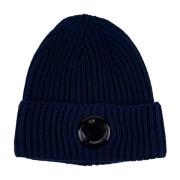 Mænds uld beanie med frontlinse detalje