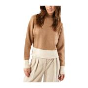 Beige Uldblanding Flagermusærme Sweater