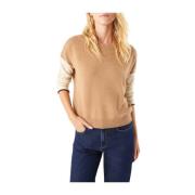 Beige Uld Cashmere Boxy Sweater