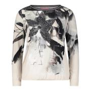 Grafisk Print Jersey Bluse