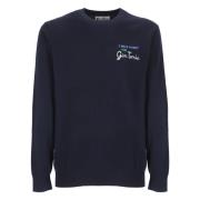 Blå Crew Neck Sweater med Money Gin Broderi