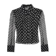 Polka Dot Sequin Chiffon Bluse