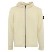 Beige Zip Hættetrøje Cardigan Sweater