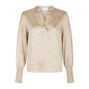 Leo Jacquard Bluse Champagne