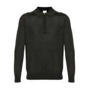 Grøn Merinould Polo Sweater