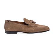 Brun Ruskind Loafers med Frynser