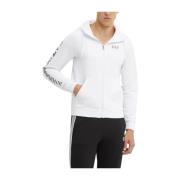 Hvid Lynlås Hættetrøje Sporty Casual Stil